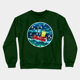 Red Fishing Boat Crewneck Sweatshirt